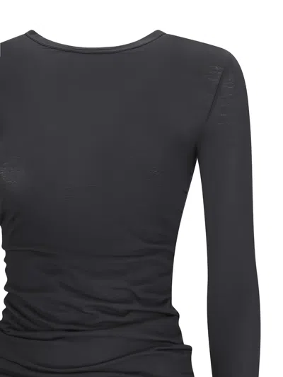 Destin Long-sleeve Draped Top In Gray