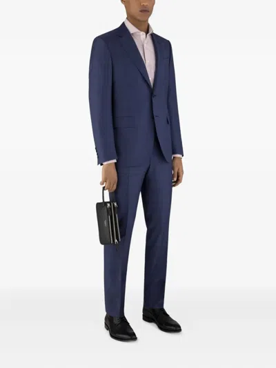 Canali Two-button Flap-pocket Suit In Blue
