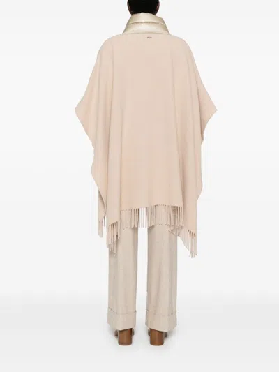 Herno Women Wool And Nylon Cape In Brown