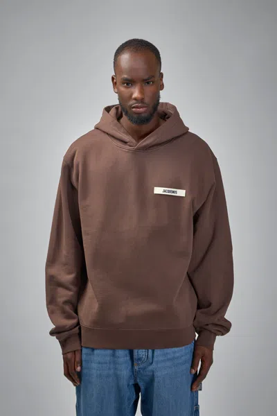 Jacquemus Gros Grain Hooded Sweatshirt In Brown