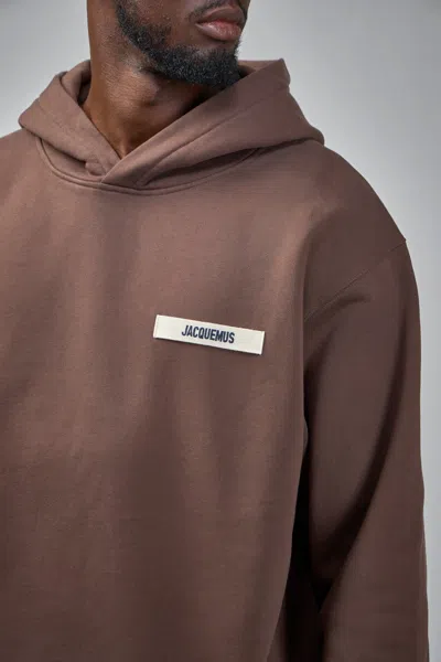 Jacquemus Gros Grain Hooded Sweatshirt In Brown