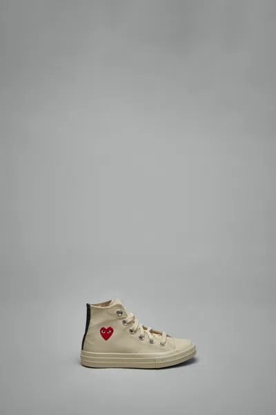 Comme Des Garçons Play Kids Beige Converse Edition Chuck 70 High Top Sneakers In White