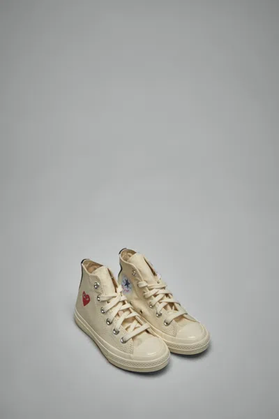 Comme Des Garçons Play Kids Beige Converse Edition Chuck 70 High Top Sneakers In White