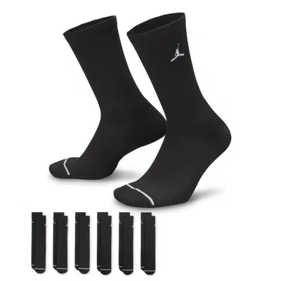 Jordan Everyday Cushioned Crew Socks (6 Pairs) In Black