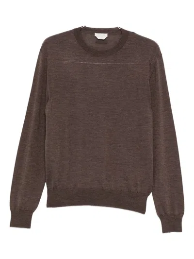 Jacob Cohen Men Wool And Silk Crewneck Sweater In Brown