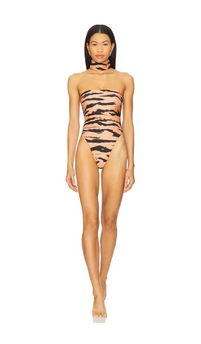 Adriana Degreas X Sabine Getty High Leg Strapless One Piece Swimsuit