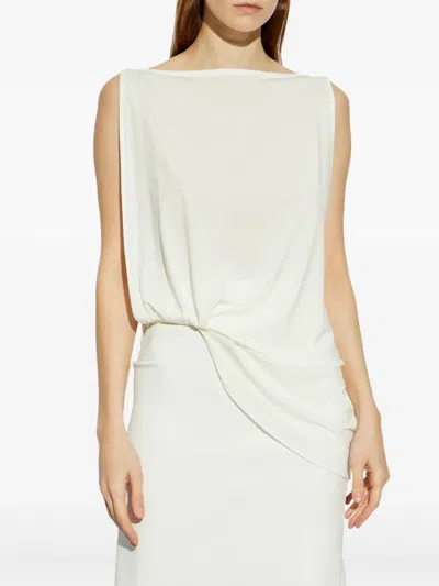 Jacquemus Le Haut Peplo White Top With Square Neck And Cut-out On The Side In Viscose Blend Woman In White