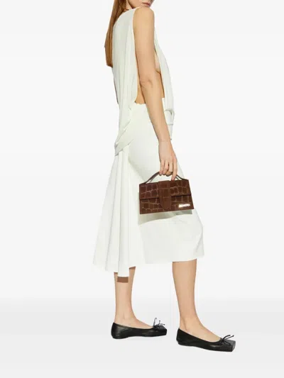 Jacquemus Le Haut Peplo White Top With Square Neck And Cut-out On The Side In Viscose Blend Woman In White