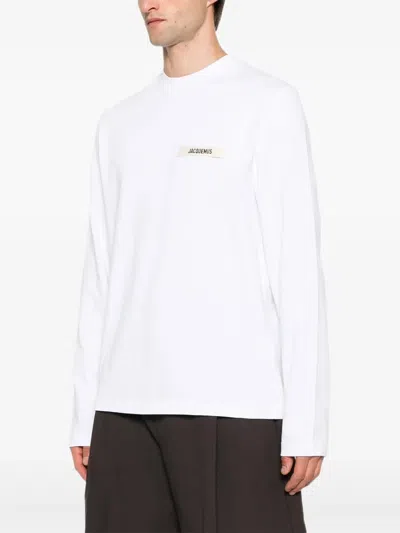 Jacquemus Le Tshirt Gros Grain Cotton Ls  T-shirt In White