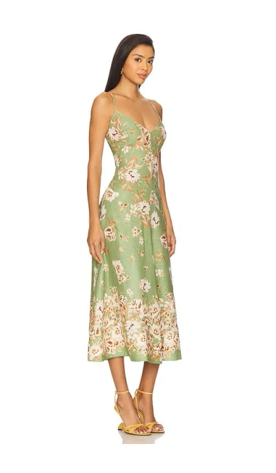 Cara Cara Mae Linen Midi Dress In Green