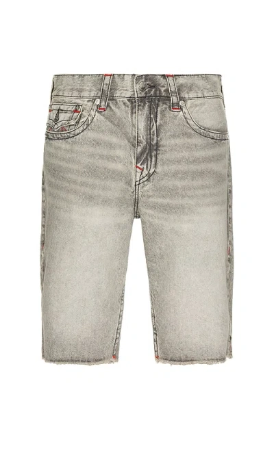 True Religion Ricky Flap Short Fray Hem Short In Gray