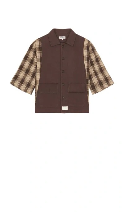 Wish Me Luck Workers Plaid Top In Brown