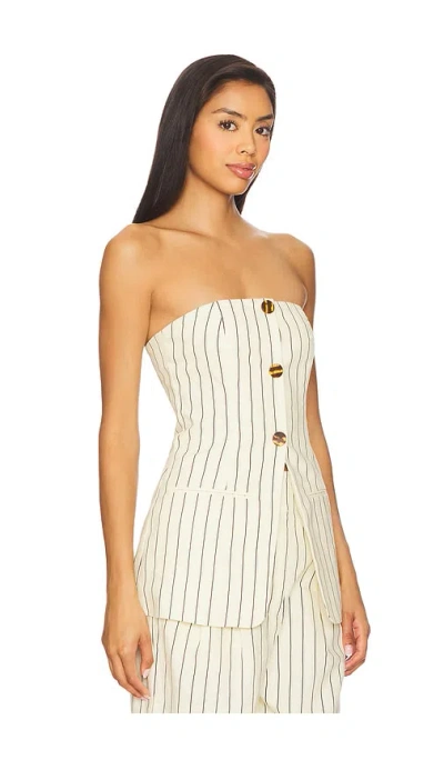 Simonmiller Mori Strapless Linen Top Cream Pinstripe In Multi