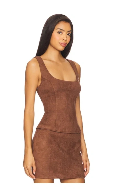 Superdown Patsie Faux Suede Top In Brown