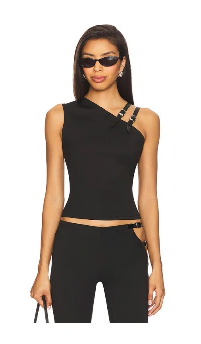 Lioness Rebel Asymmetric Shoulder Buckle Strap Detail Tank Top