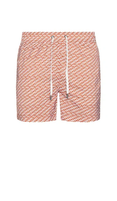 Onia Charles Swim Trunks 5 Block Geo Potters Clay In Brown