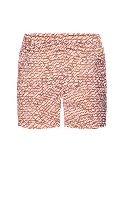 Onia Charles Swim Trunks 5 Block Geo Potters Clay In Brown