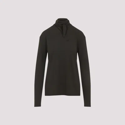Lemaire Long Sleeve Scarf Collar T-shirt In Brown