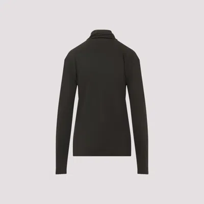 Lemaire Long Sleeve Scarf Collar T-shirt In Brown