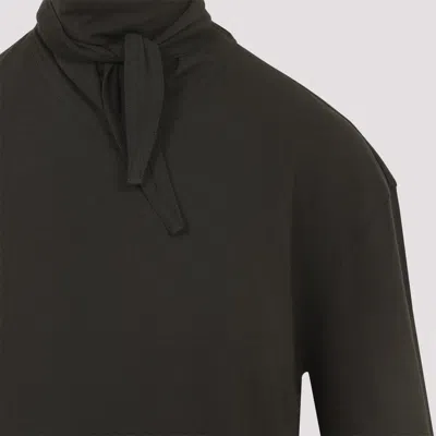 Lemaire Long Sleeve Scarf Collar T-shirt In Brown