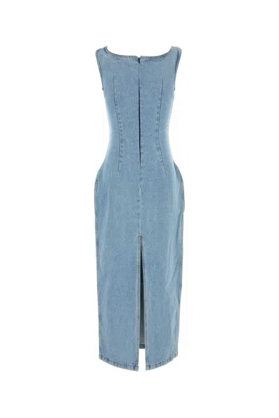 Magda Butrym Sleeveless Square Neckline Denim Dress With Back Slit