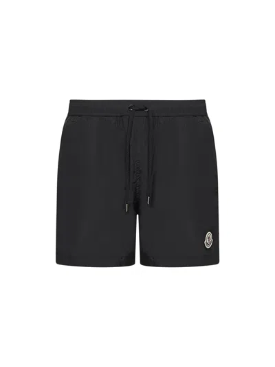 Moncler Swim Shorts With Elastic Waistband And Pockets In Black