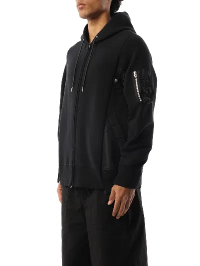 Sacai Panelled Drawstring Hoodie In Black
