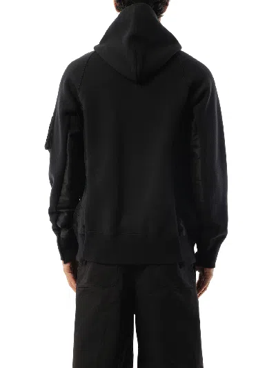 Sacai Panelled Drawstring Hoodie In Black