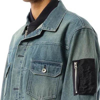 Sacai Twill Denim Jacket In Blue