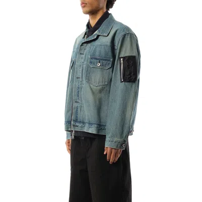 Sacai Twill Denim Jacket In Blue