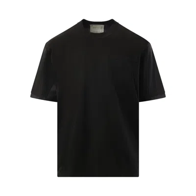 Sacai Men's Nylon Twill Cotton Jersey T-shirt In Black