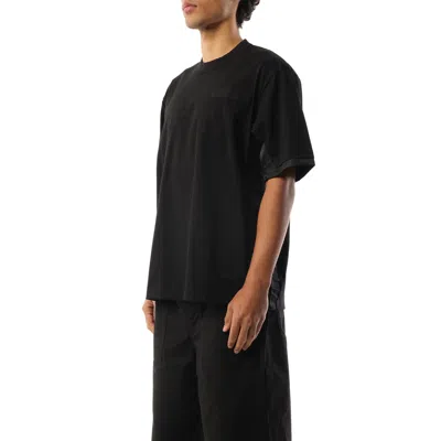 Sacai Men's Nylon Twill Cotton Jersey T-shirt In Black