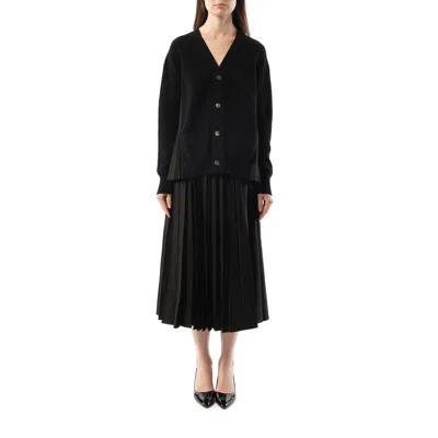 Sacai X Women's Wool Knit X Cotton Poplin Cardigan