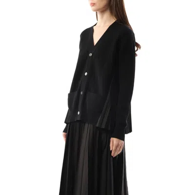 Sacai X Women's Wool Knit X Cotton Poplin Cardigan