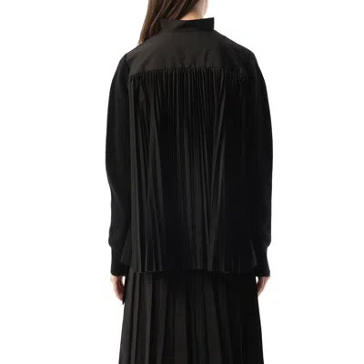 Sacai X Women's Wool Knit X Cotton Poplin Cardigan