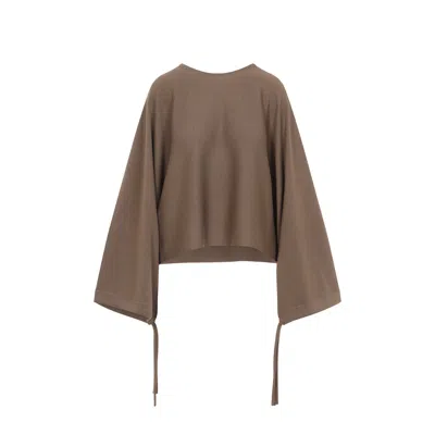 Max Mara Wool Drawstring Cuffs Pullover In Neutral