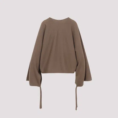 Max Mara Wool Drawstring Cuffs Pullover In Neutral