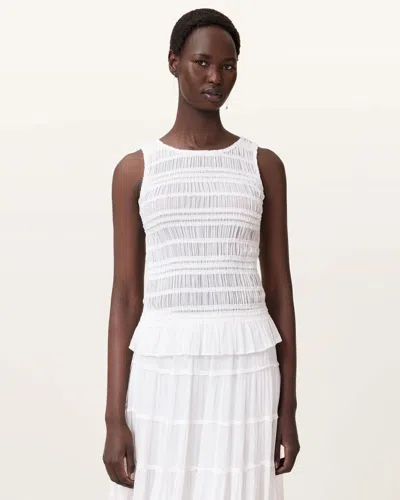 Allsaints Marion Pleated Sleeveless Top In White