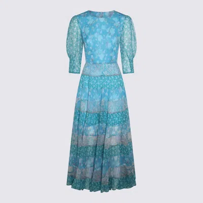 Rixo London Womens Agyness Back Tied Maxi Dress In Havana Floral Blue In Blue
