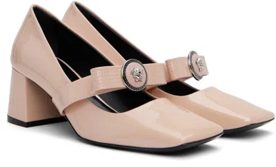 Versace Pink Gianni Ribbon Block 55 Mm Heels