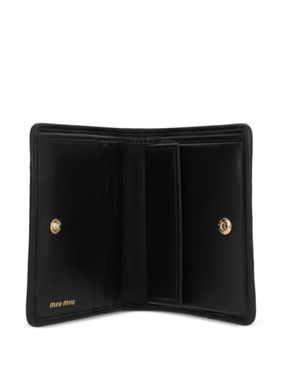Miu Miu Quilted Leather Wallet Snap Button In Black