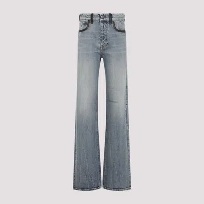 Miu Miu Cotton Denim Jeans Leather Accents