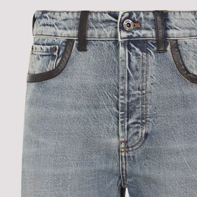 Miu Miu Cotton Denim Jeans Leather Accents
