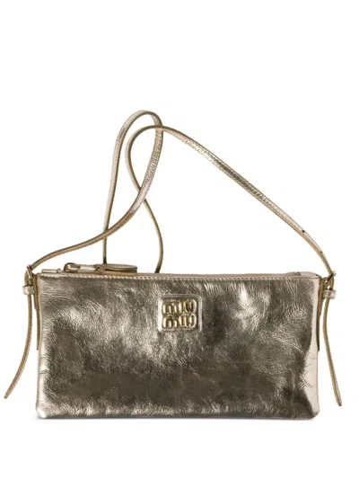 Miu Miu Gold Convertible Wallet With Strap