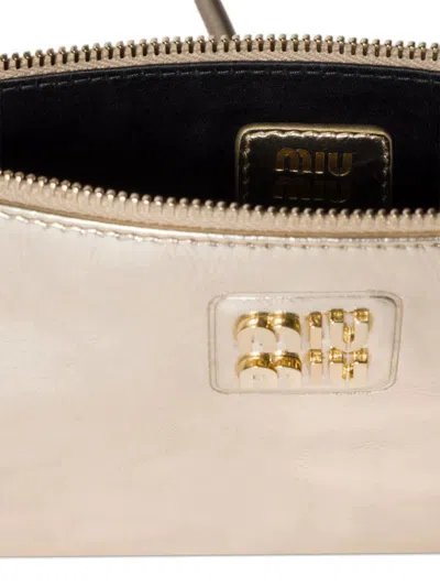 Miu Miu Gold Convertible Wallet With Strap
