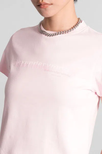 Alexander Wang Shrunken Logo Tee In Pink