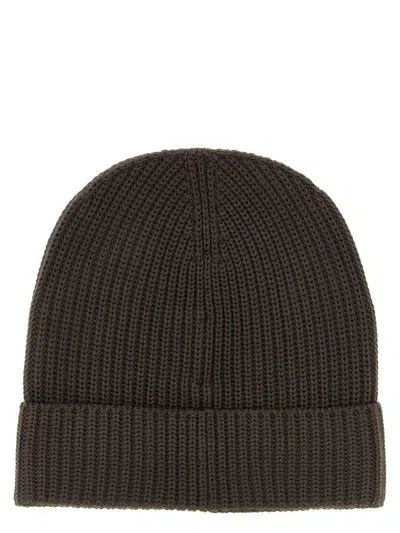 Brioni Ribbed Wool Beanie Cuff Folded In Brown