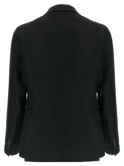 Tagliatore Square Pattern Blazer With Multiple Pockets In Black