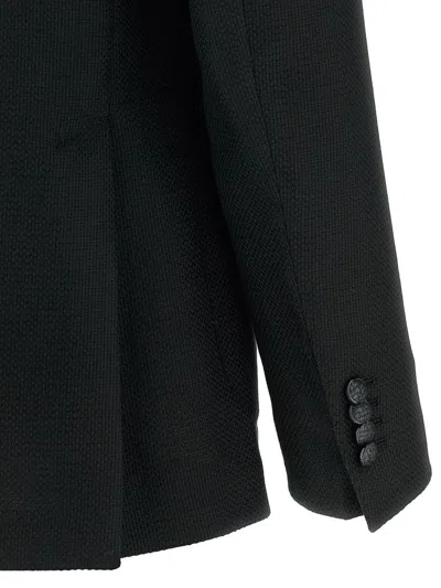 Tagliatore Square Pattern Blazer With Multiple Pockets In Black