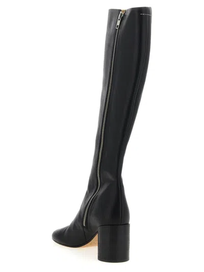 Mm6 Maison Margiela Slip On Knee-high Boots In Black